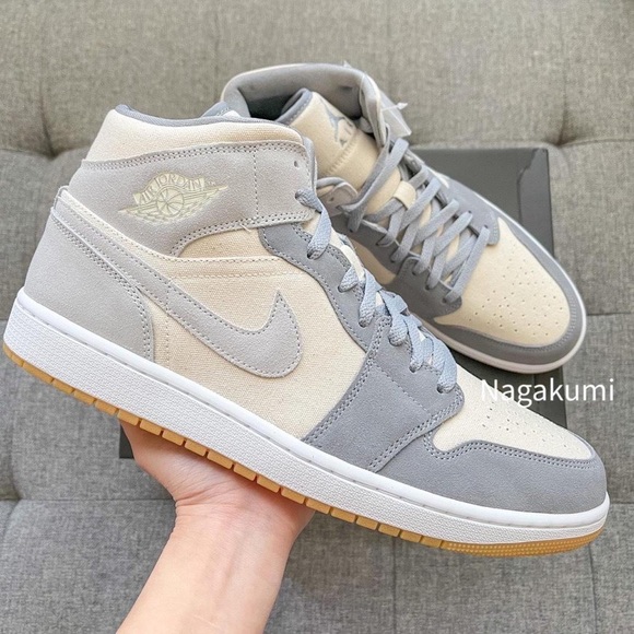 🐘🌾 Men’s Nike Air Jordan 1 Mid grey shoes - Picture 2 of 4